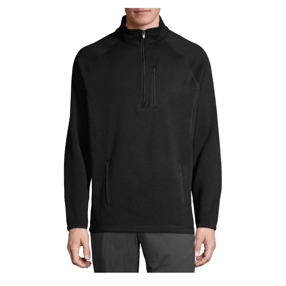 George Quarter Zip Pullover Black Active Performance Fleece Sweater Small Mens